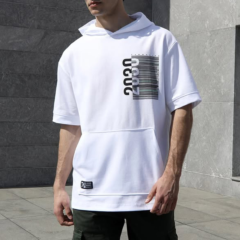 Summer New Hooded Half Sleeve Tshirt hooded t-shirt